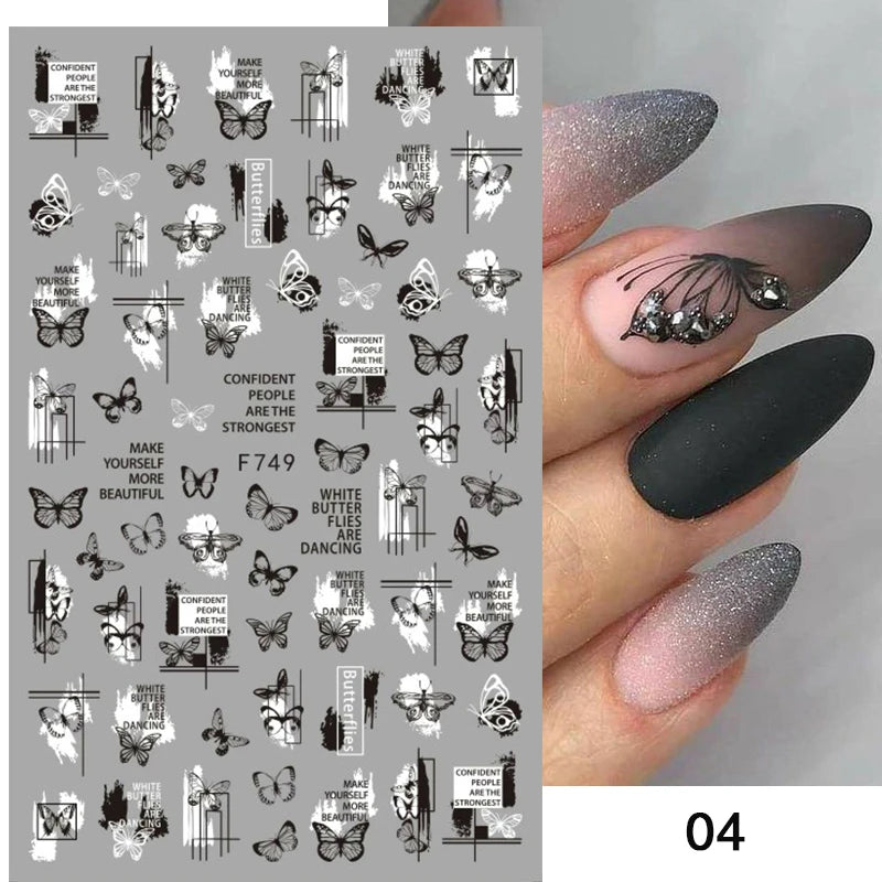 1 STÜCKE Neue Luxuriöse Schmetterling Nagelaufkleber Blume Nageldesign Nagelkunst Liefert Nagelabziehbilder Geeignet Für Frauen Nageldekoration