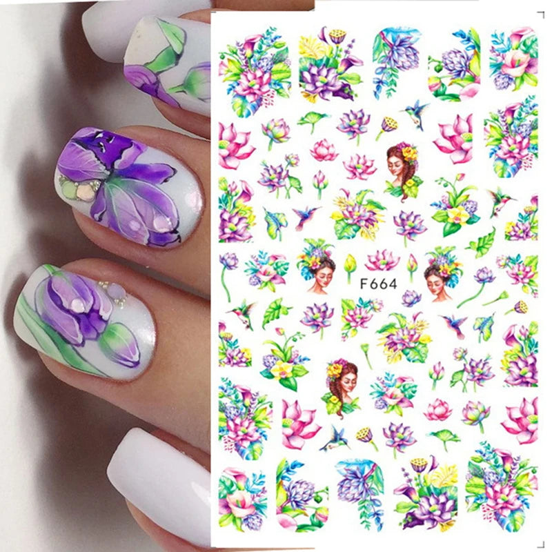 1 STÜCKE Neue Luxuriöse Schmetterling Nagelaufkleber Blume Nageldesign Nagelkunst Liefert Nagelabziehbilder Geeignet Für Frauen Nageldekoration