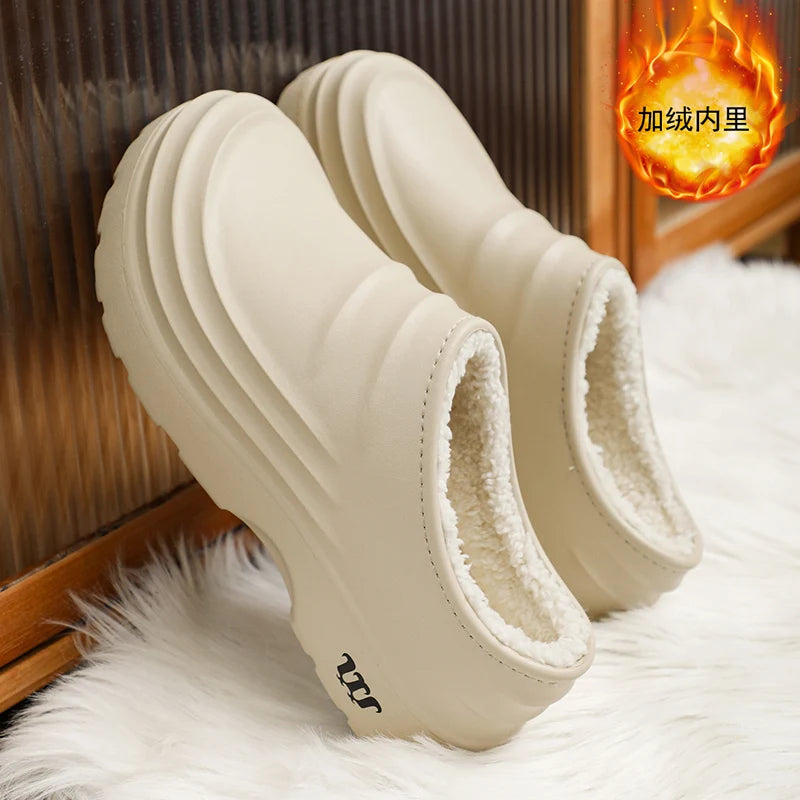 2024New Fashion Baumwolle Hausschuhe Männer Winter Warme Hause Baumwolle Schuhe Wasserdichte Garten Schuhe Indoor Slip auf Concise Schuhe