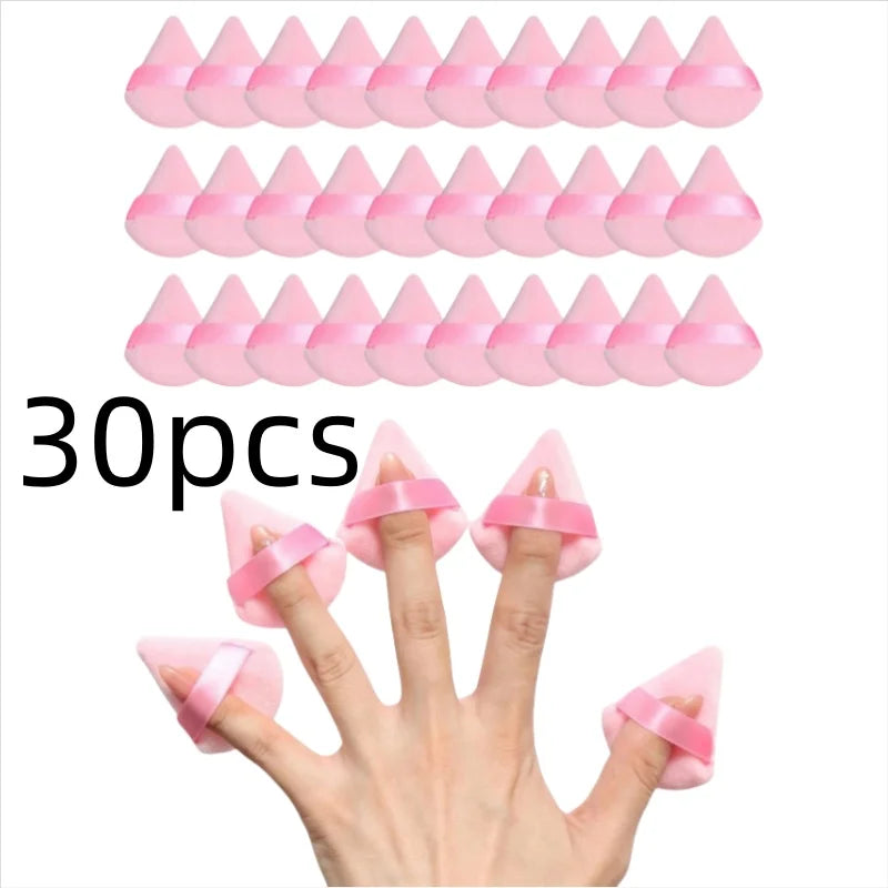 10–30 Stück Dreieck Mini Samt Puderquaste Foundation Gesicht Concealer Applikator Kosmetik Finger Schwamm Puff Schönheit Make-up-Tools