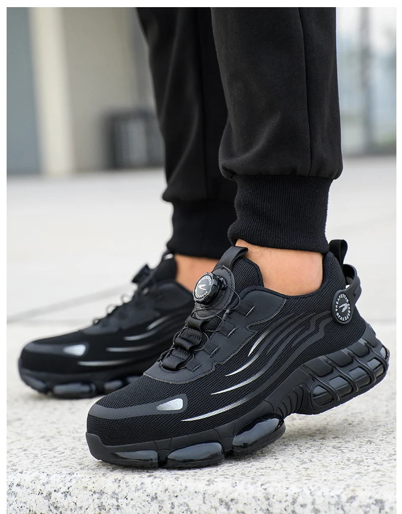 Rotating Button Steel Toe Safety Shoes Men Anti-smash Anti-puncture Work Shoes Breathable Sport Shoes Security Protective Boots