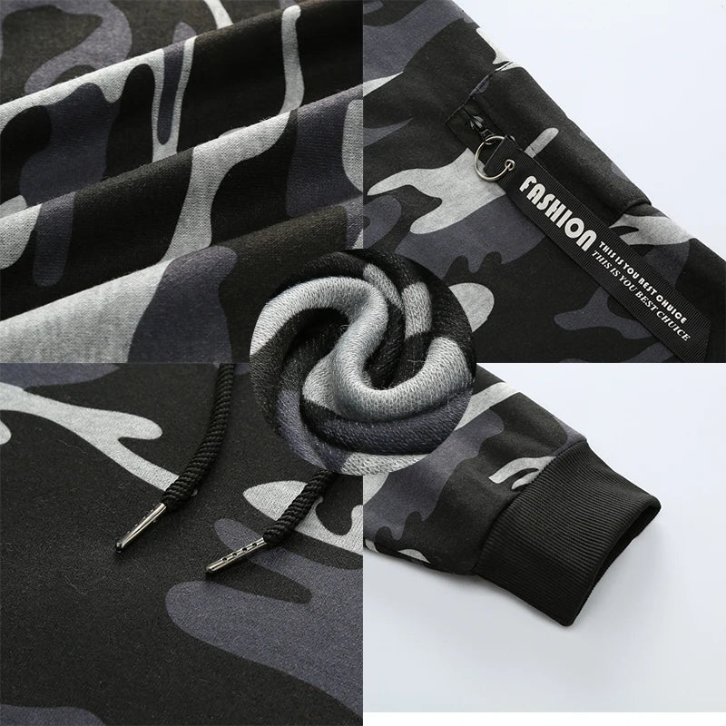 Men's Sportswear Set Two-piece Casual Jogging Warm Breathable Fitness Sportswear Set Military Tactical Hoodie + Trousers
