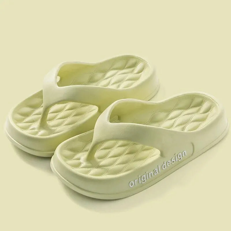 Damen Plateau Rutschfeste Hausschuhe, Einfarbige Indoor Flip FlopsDamenschuhe ZYT2438