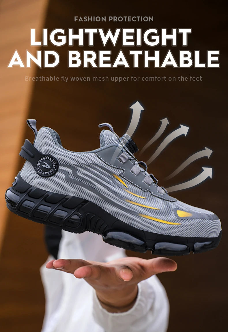 Rotating Button Steel Toe Safety Shoes Men Anti-smash Anti-puncture Work Shoes Breathable Sport Shoes Security Protective Boots