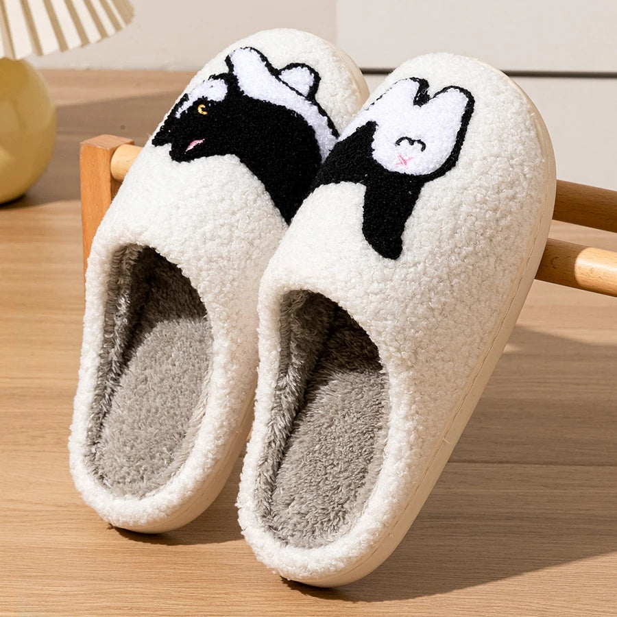 Damen Winter Warme Hausschuhe Niedliche Cartoon-Katze Weiche Sohle Exquisite Schlafzimmer Anti-Rutsch Komfort Mode Baumwollschuhe