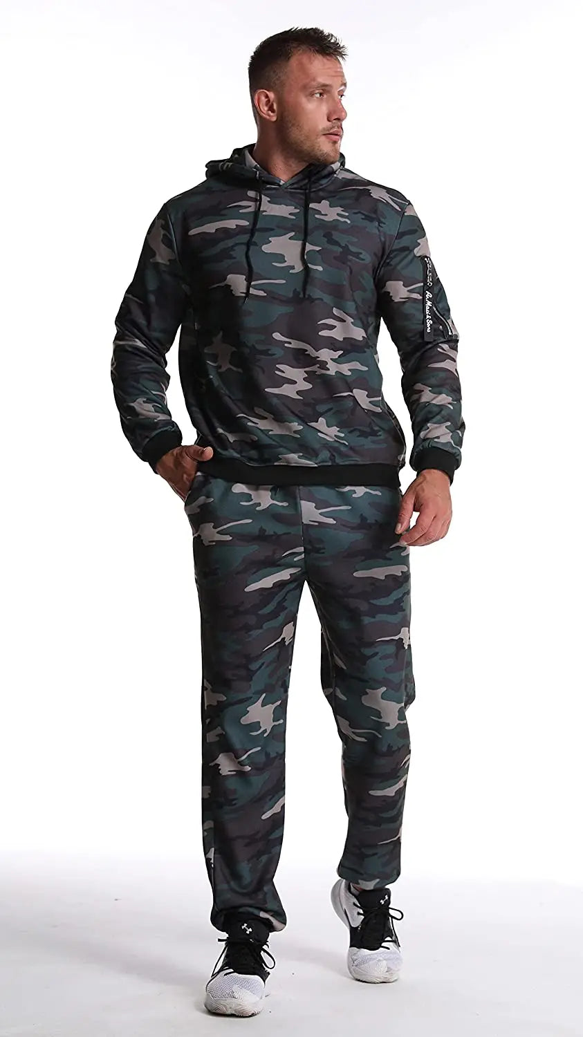 Men's Sportswear Set Two-piece Casual Jogging Warm Breathable Fitness Sportswear Set Military Tactical Hoodie + Trousers