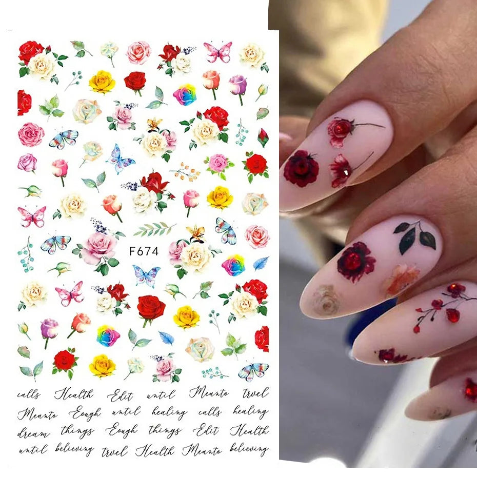 1 STÜCKE Neue Luxuriöse Schmetterling Nagelaufkleber Blume Nageldesign Nagelkunst Liefert Nagelabziehbilder Geeignet Für Frauen Nageldekoration