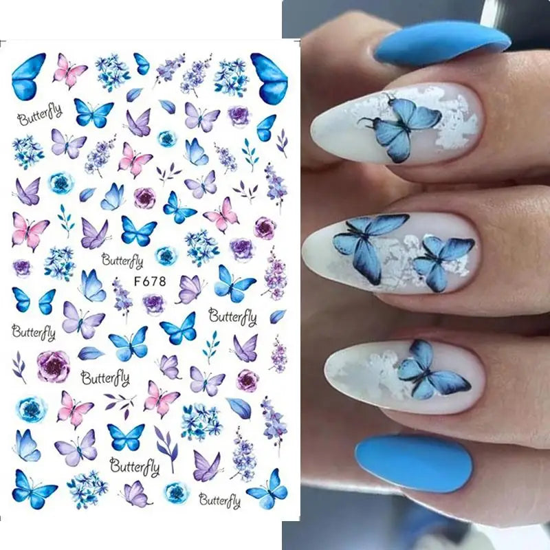 1 STÜCKE Neue Luxuriöse Schmetterling Nagelaufkleber Blume Nageldesign Nagelkunst Liefert Nagelabziehbilder Geeignet Für Frauen Nageldekoration