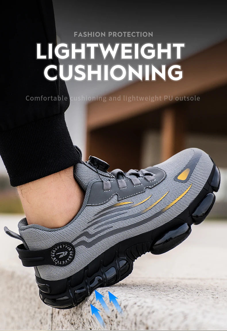 Rotating Button Steel Toe Safety Shoes Men Anti-smash Anti-puncture Work Shoes Breathable Sport Shoes Security Protective Boots