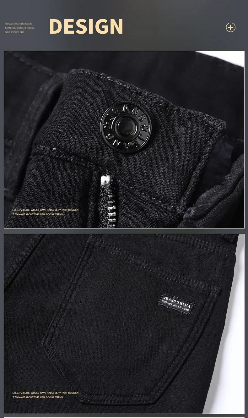 WTHINLEE Winter Herren Schwarz Gerade Stretch Denim Dicke Samthose Warme Jeans Lässige Fleece-Linie Hose Männlich Übergröße