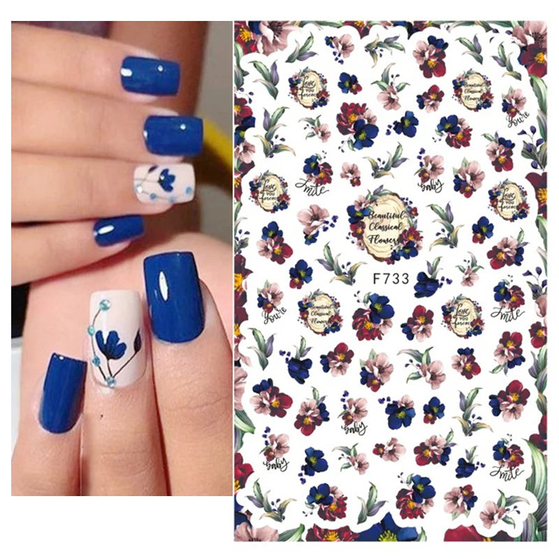 1 STÜCKE Neue Luxuriöse Schmetterling Nagelaufkleber Blume Nageldesign Nagelkunst Liefert Nagelabziehbilder Geeignet Für Frauen Nageldekoration