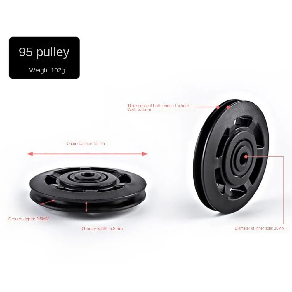 Fitness Equipment Parts Pulley Wheel Black Cable Machine Part Nylon Pulley Light Weight Good Wear Resistance Nylon Bearing