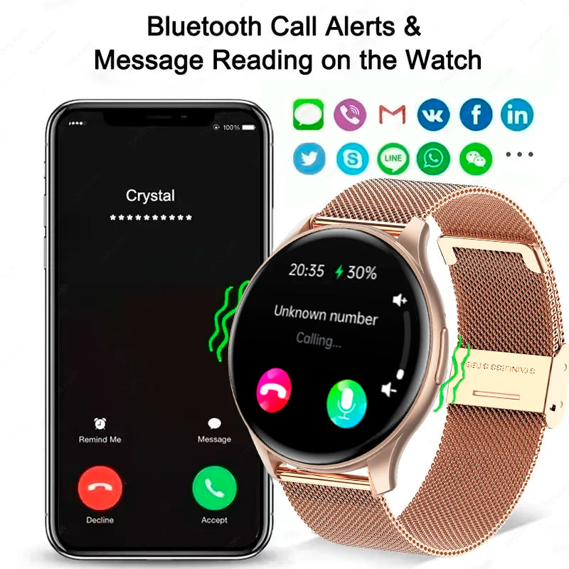 2025 Neu für Xiaomi Huawei 1,43 Zoll Bluetooth Call Smartwatch Damen Herren AMOLED 466*466 HD Pixel Display Smartwatches Damen
