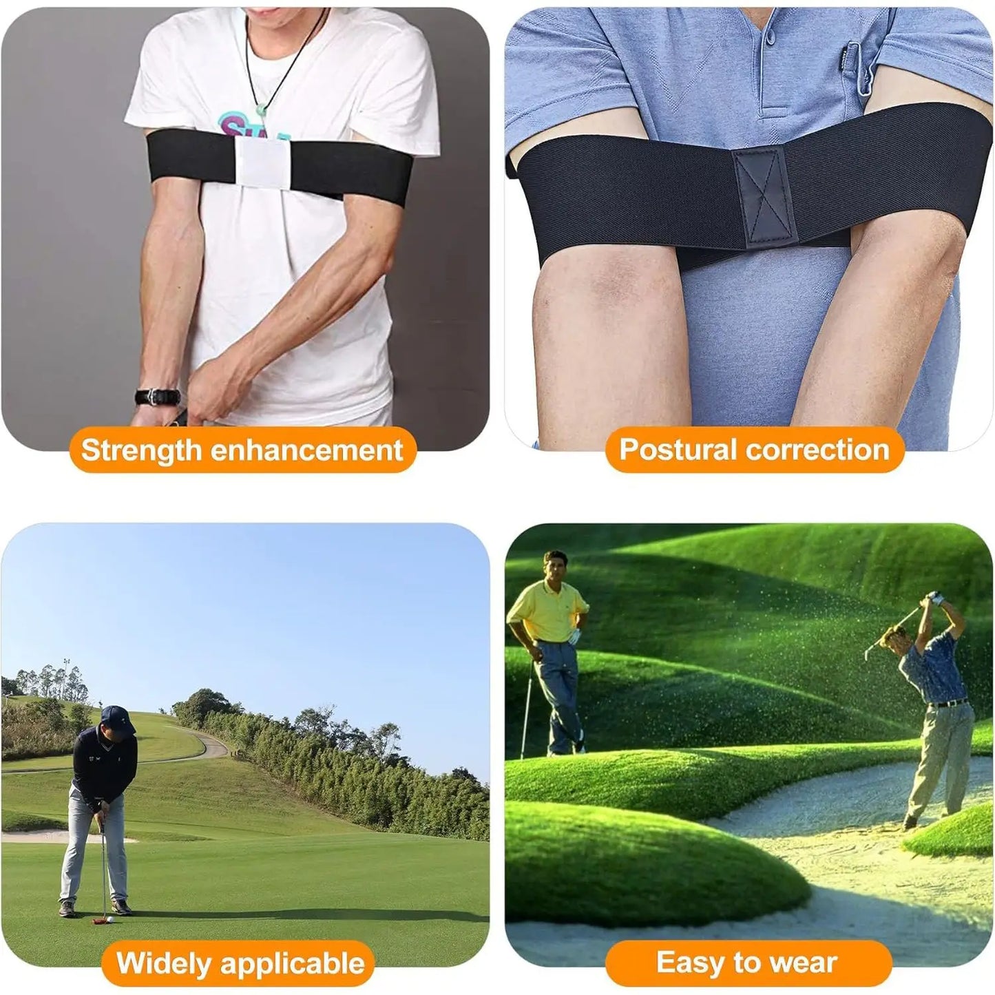 Golf Swing Trainer Posture Corrector Band Arm Hand Exercise Elastic Tension Fitness Equipment for Beginners Home Gym