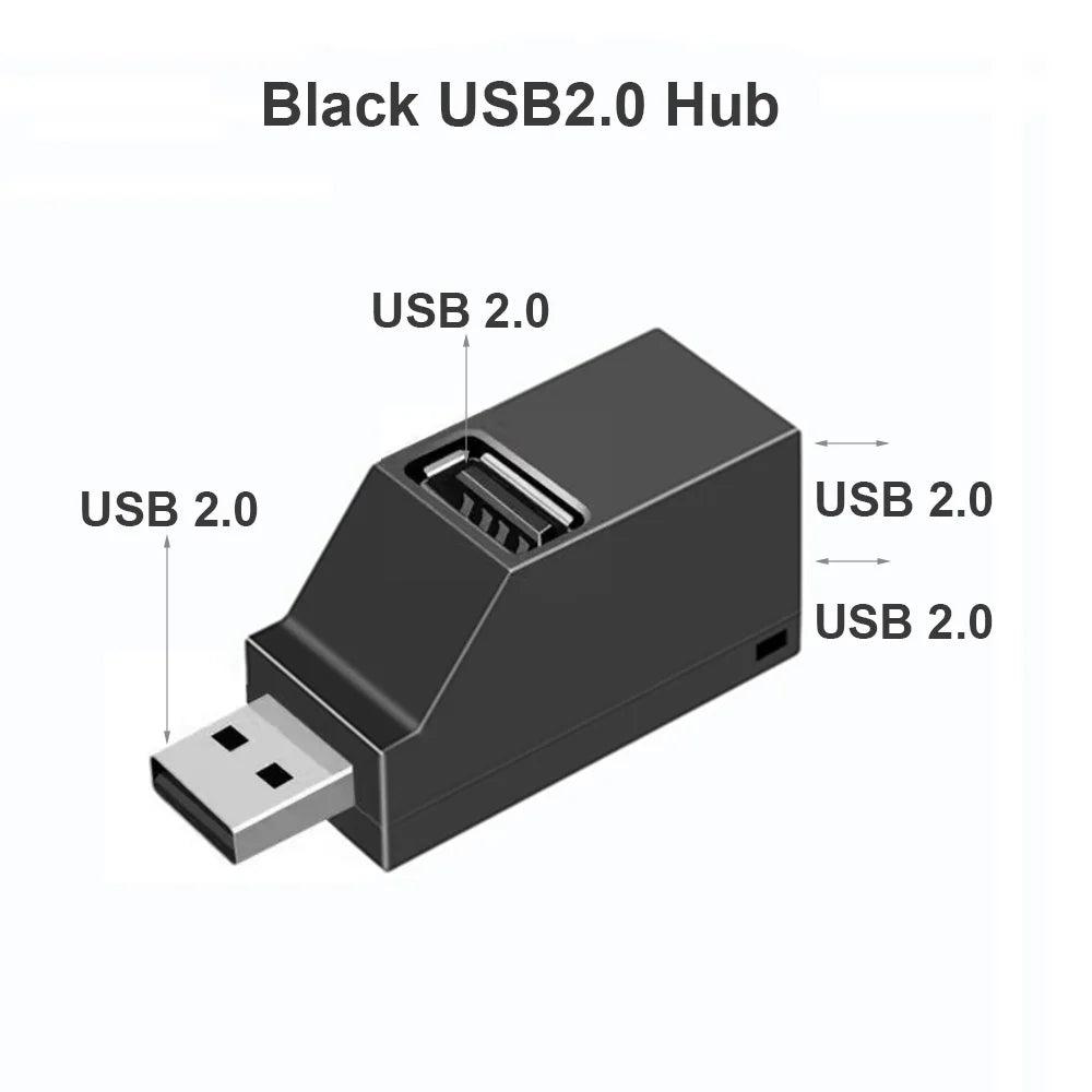 USB 3.0 HUB Adapter Extender Mini Splitter Box 1 zu 3 Ports High Speed USB 2.0 Für PC Laptop U Disk Kartenleser