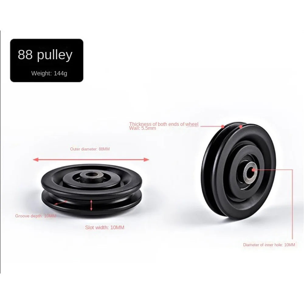 Fitness Equipment Parts Pulley Wheel Black Cable Machine Part Nylon Pulley Light Weight Good Wear Resistance Nylon Bearing
