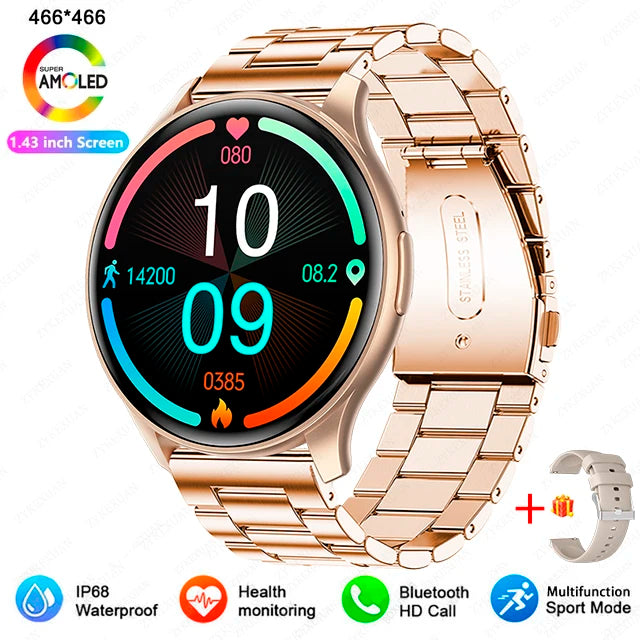 2025 Neu für Xiaomi Huawei 1,43 Zoll Bluetooth Call Smartwatch Damen Herren AMOLED 466*466 HD Pixel Display Smartwatches Damen