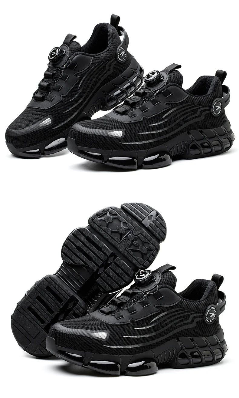 Rotating Button Safety Shoes Men Anti-smash Anti-puncture Work Shoes Fashion Men Safety Sport Shoes Security Protective BootsMen