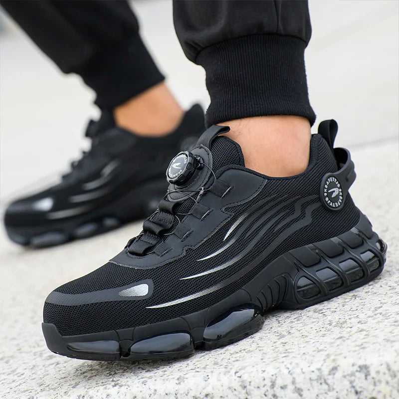 Rotating Button Steel Toe Safety Shoes Men Anti-smash Anti-puncture Work Shoes Breathable Sport Shoes Security Protective Boots