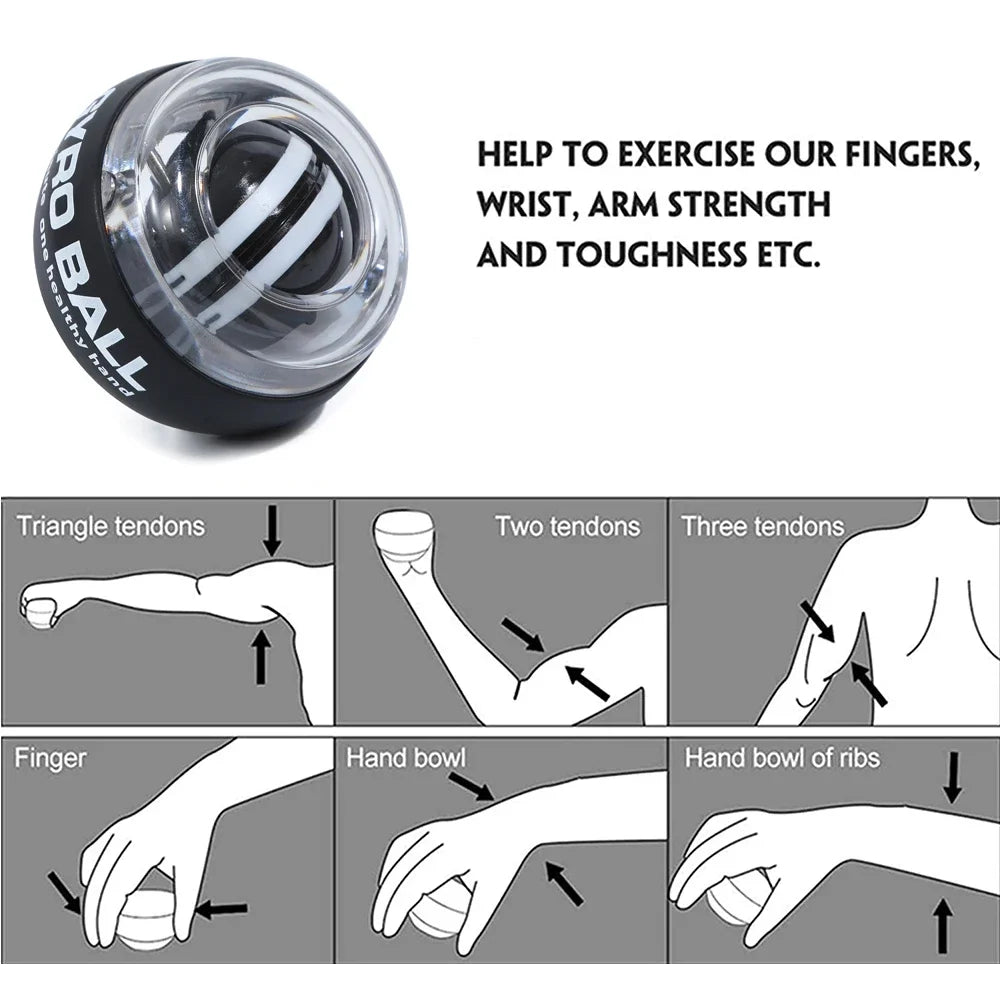 Wrist Power Ball Self-lifting Grip Ball Wrist Gyro Ball Strength Trainer Forearm Exerciser Strengthens Arm and Finger Muscles