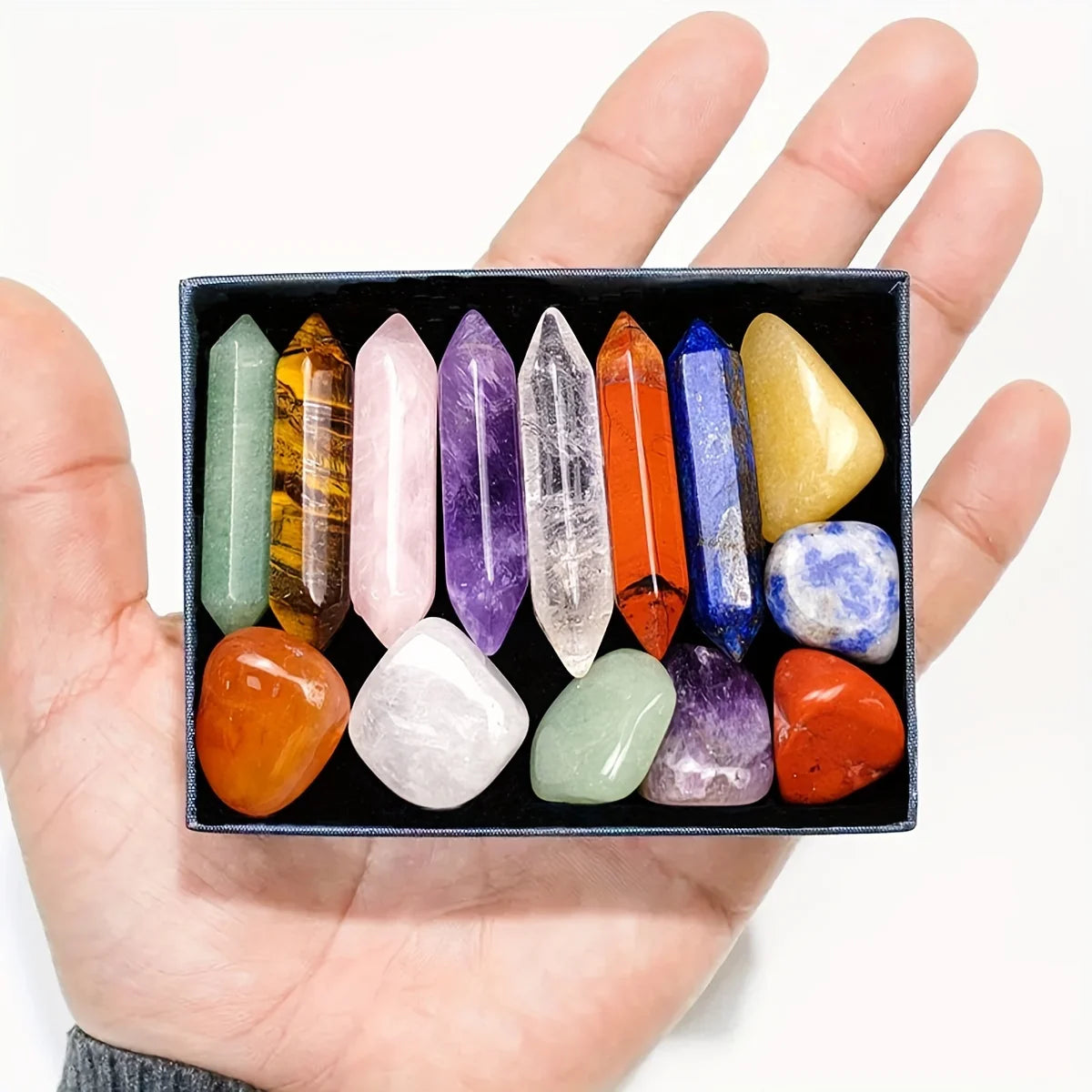 14PCS 7 Chakra Points,Crystal Pillar Set,Yoga Energy, Home Decoration Gift
