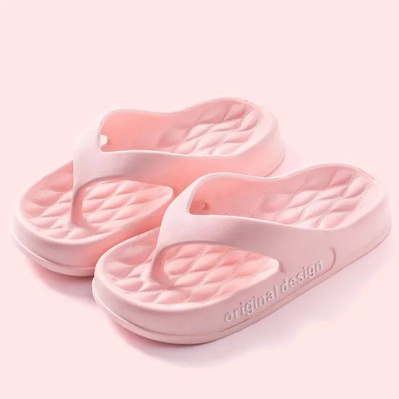 Damen Plateau Rutschfeste Hausschuhe, Einfarbige Indoor Flip FlopsDamenschuhe ZYT2438