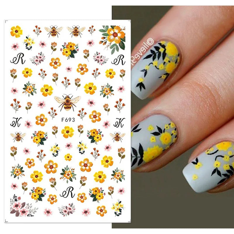 1 STÜCKE Neue Luxuriöse Schmetterling Nagelaufkleber Blume Nageldesign Nagelkunst Liefert Nagelabziehbilder Geeignet Für Frauen Nageldekoration