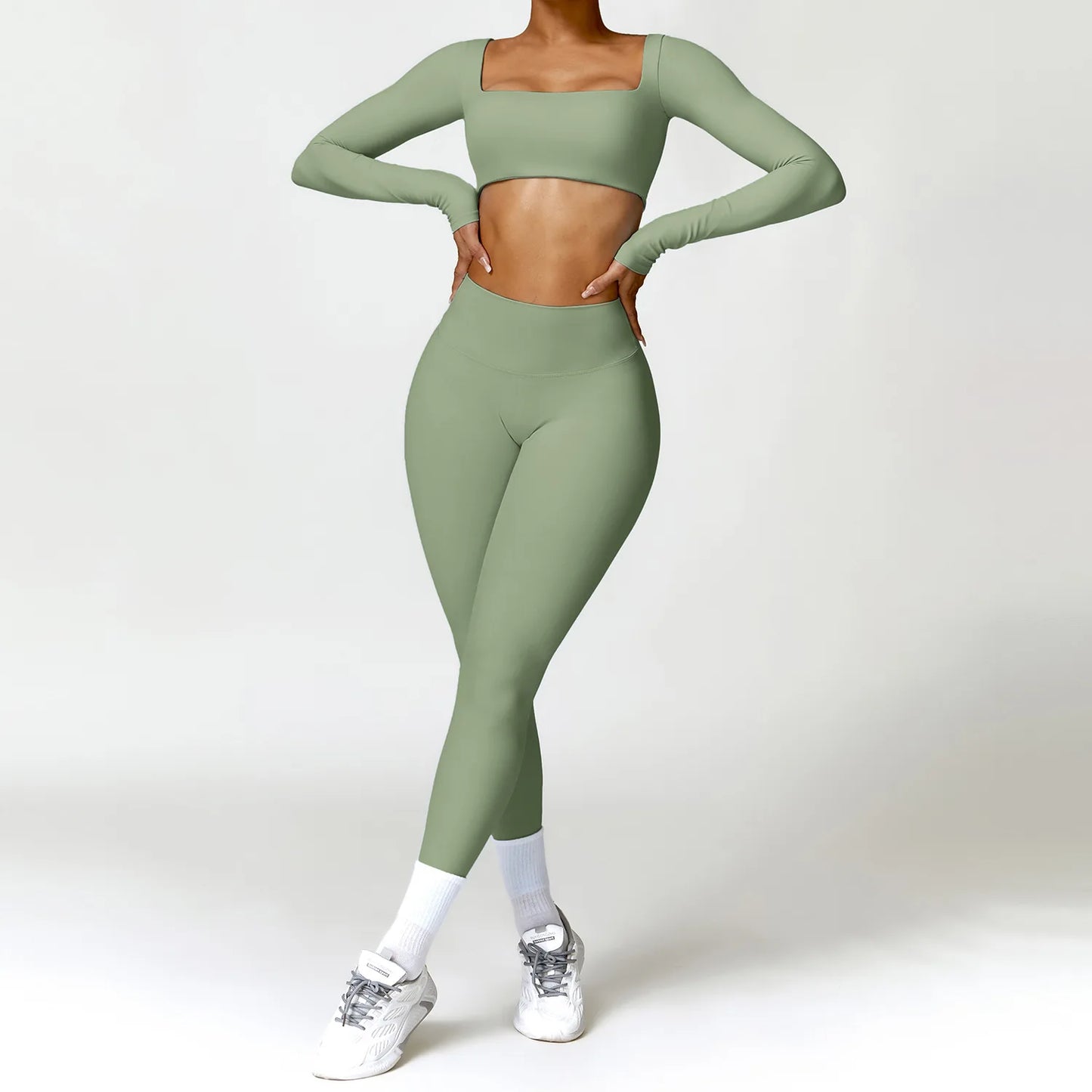 2PCS Yoga Anzug Sport Set Frauen Schnell Trocknend Gym Set Frauen Trainingsanzug Lauf Workout Langarm Sport Shirt Yoga kleidung