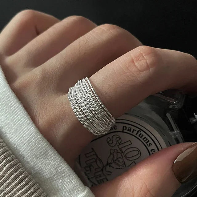 BF CLUB 925 Sterling Rings for Women Fashion Geometric Handmade Irregular Strip Ring Party Christmas Gift