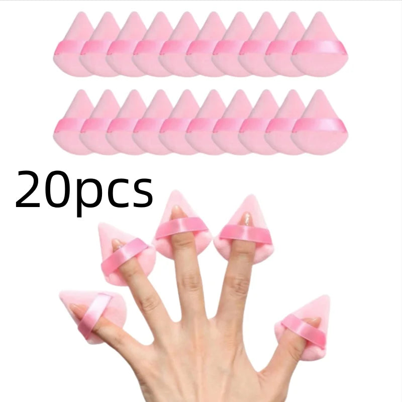 10–30 Stück Dreieck Mini Samt Puderquaste Foundation Gesicht Concealer Applikator Kosmetik Finger Schwamm Puff Schönheit Make-up-Tools