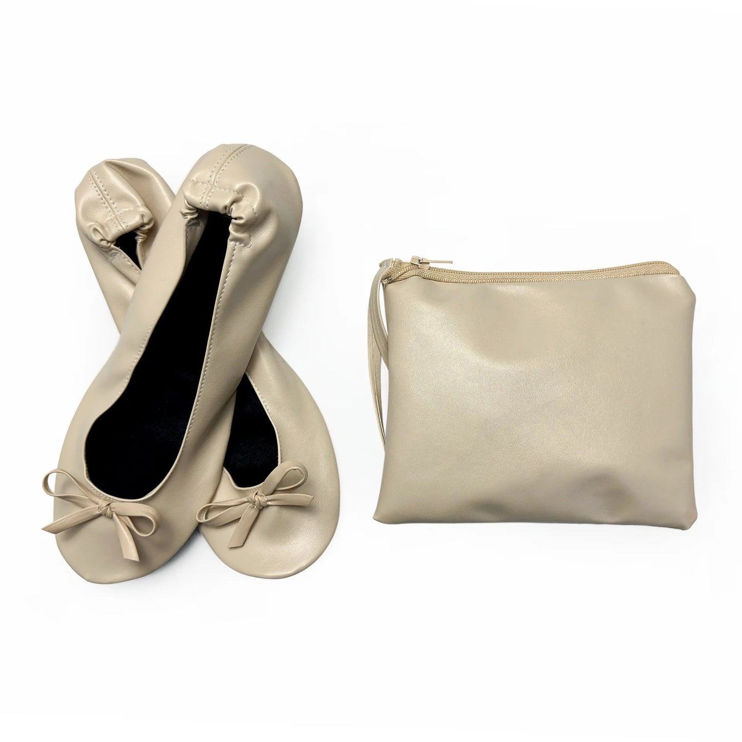 Faltbare, tragbare Ballerinas für Damen, weiche Sohle, zum Aufrollen, bequeme, flache Schuhe zum Hineinschlüpfen für Reisen und Hochzeiten mit Tasche
