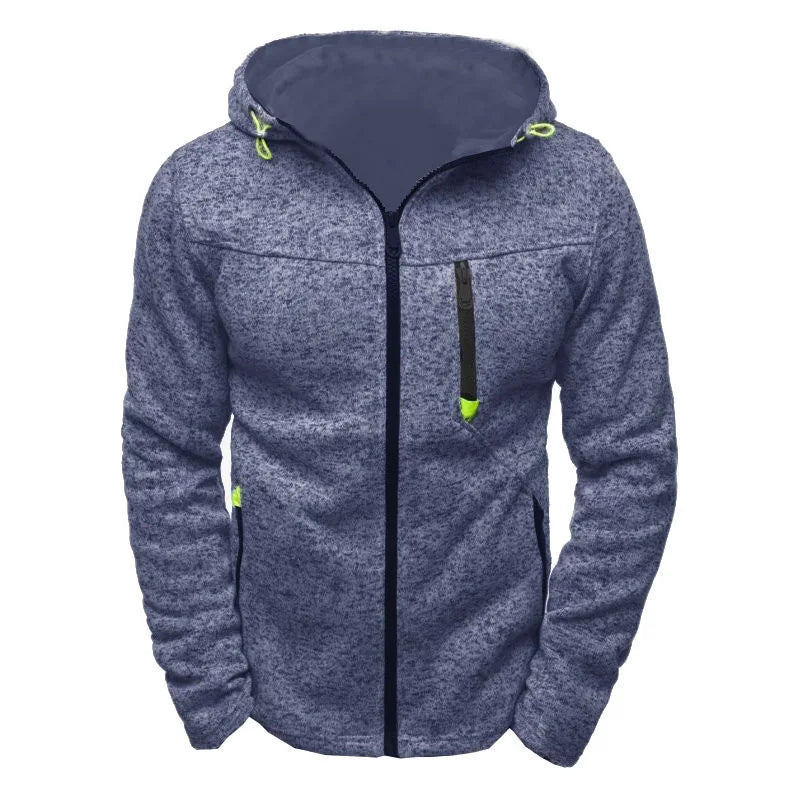Herrn Kapuzenjacke mit durchgehendem Reißverschluss Volltonfarbe Reißverschluss Mit Kapuze Alltag Fitness Grundlegend Dünn Fleece Kapuzenpullover Sweatshirts Langarm Blau Grau Schwarz