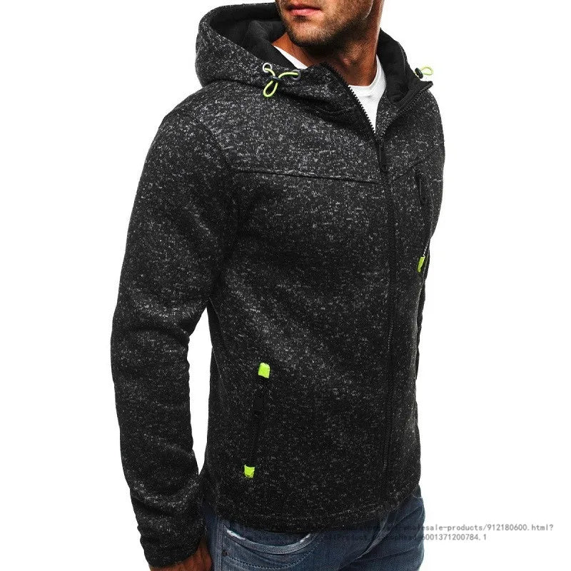 Herrn Kapuzenjacke mit durchgehendem Reißverschluss Volltonfarbe Reißverschluss Mit Kapuze Alltag Fitness Grundlegend Dünn Fleece Kapuzenpullover Sweatshirts Langarm Blau Grau Schwarz