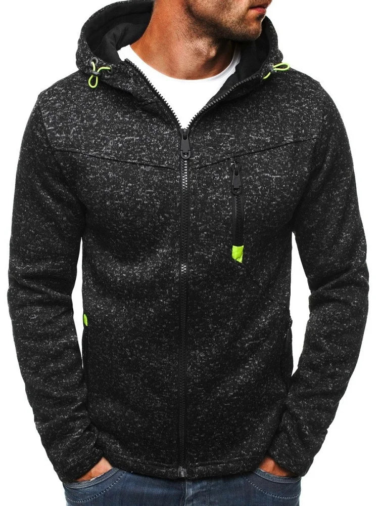 Herrn Kapuzenjacke mit durchgehendem Reißverschluss Volltonfarbe Reißverschluss Mit Kapuze Alltag Fitness Grundlegend Dünn Fleece Kapuzenpullover Sweatshirts Langarm Blau Grau Schwarz