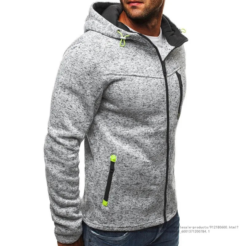 Herrn Kapuzenjacke mit durchgehendem Reißverschluss Volltonfarbe Reißverschluss Mit Kapuze Alltag Fitness Grundlegend Dünn Fleece Kapuzenpullover Sweatshirts Langarm Blau Grau Schwarz