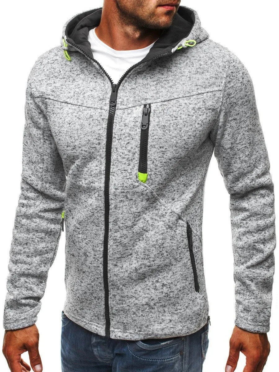 Herrn Kapuzenjacke mit durchgehendem Reißverschluss Volltonfarbe Reißverschluss Mit Kapuze Alltag Fitness Grundlegend Dünn Fleece Kapuzenpullover Sweatshirts Langarm Blau Grau Schwarz