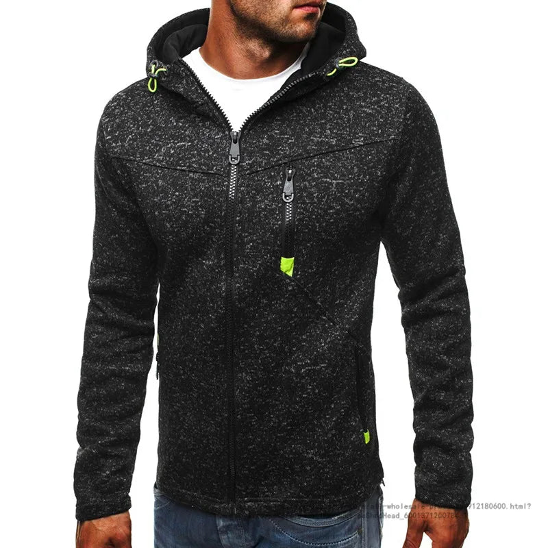 Herrn Kapuzenjacke mit durchgehendem Reißverschluss Volltonfarbe Reißverschluss Mit Kapuze Alltag Fitness Grundlegend Dünn Fleece Kapuzenpullover Sweatshirts Langarm Blau Grau Schwarz