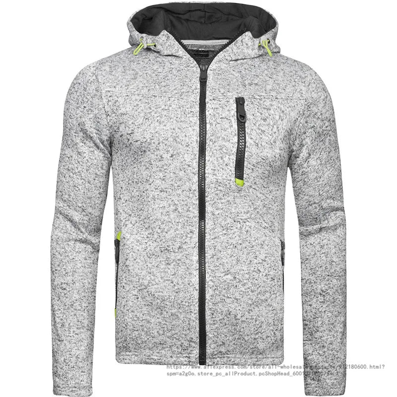 Herrn Kapuzenjacke mit durchgehendem Reißverschluss Volltonfarbe Reißverschluss Mit Kapuze Alltag Fitness Grundlegend Dünn Fleece Kapuzenpullover Sweatshirts Langarm Blau Grau Schwarz