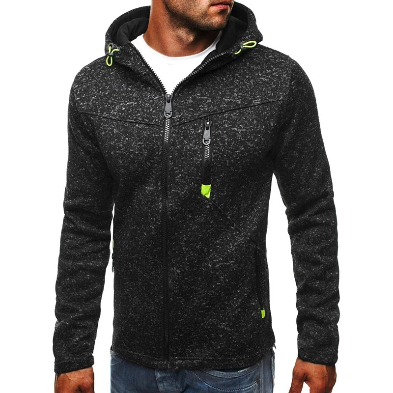 Herrn Kapuzenjacke mit durchgehendem Reißverschluss Volltonfarbe Reißverschluss Mit Kapuze Alltag Fitness Grundlegend Dünn Fleece Kapuzenpullover Sweatshirts Langarm Blau Grau Schwarz