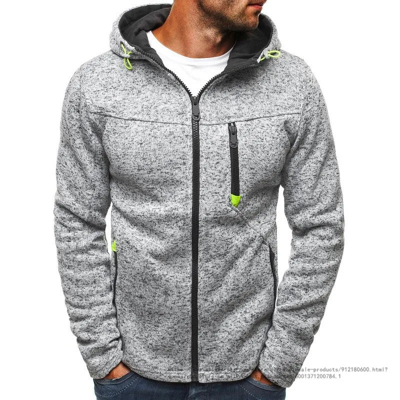 Herrn Kapuzenjacke mit durchgehendem Reißverschluss Volltonfarbe Reißverschluss Mit Kapuze Alltag Fitness Grundlegend Dünn Fleece Kapuzenpullover Sweatshirts Langarm Blau Grau Schwarz