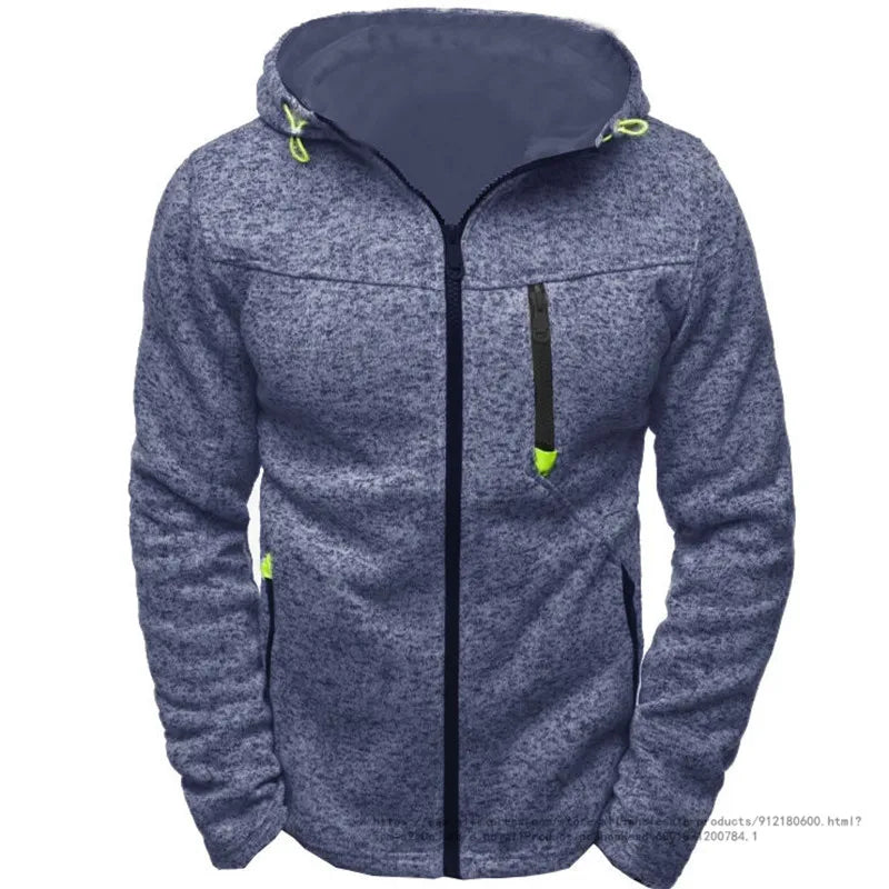 Herrn Kapuzenjacke mit durchgehendem Reißverschluss Volltonfarbe Reißverschluss Mit Kapuze Alltag Fitness Grundlegend Dünn Fleece Kapuzenpullover Sweatshirts Langarm Blau Grau Schwarz