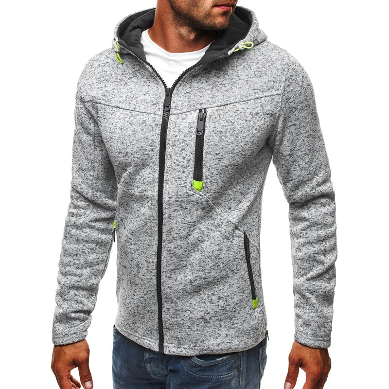 Herrn Kapuzenjacke mit durchgehendem Reißverschluss Volltonfarbe Reißverschluss Mit Kapuze Alltag Fitness Grundlegend Dünn Fleece Kapuzenpullover Sweatshirts Langarm Blau Grau Schwarz