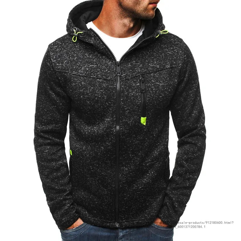 Herrn Kapuzenjacke mit durchgehendem Reißverschluss Volltonfarbe Reißverschluss Mit Kapuze Alltag Fitness Grundlegend Dünn Fleece Kapuzenpullover Sweatshirts Langarm Blau Grau Schwarz