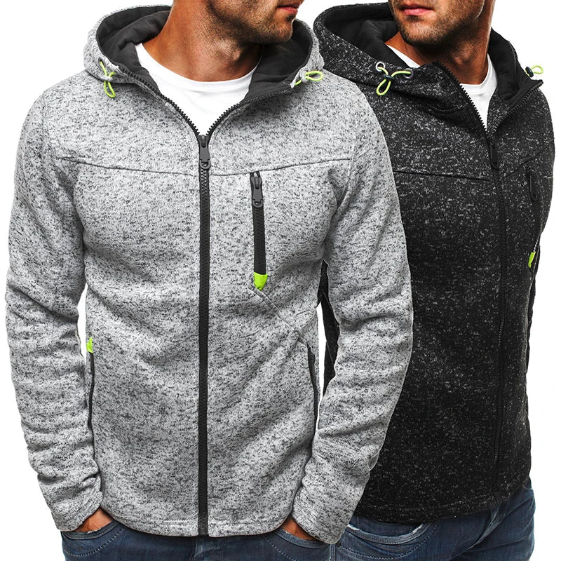 Herrn Kapuzenjacke mit durchgehendem Reißverschluss Volltonfarbe Reißverschluss Mit Kapuze Alltag Fitness Grundlegend Dünn Fleece Kapuzenpullover Sweatshirts Langarm Blau Grau Schwarz