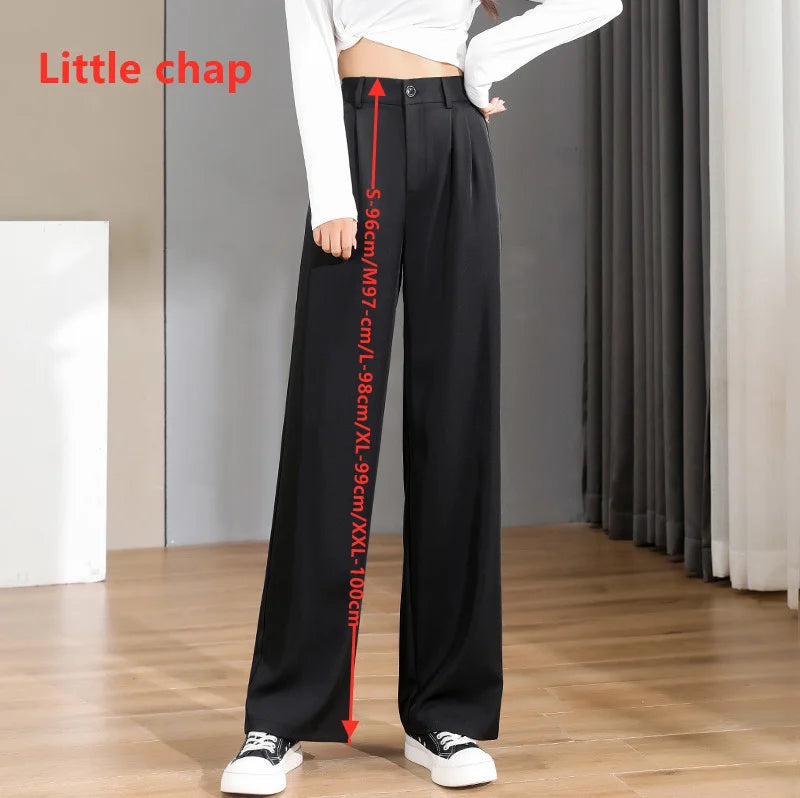 Damen Lose Frühling Sommer 2025 Neue Hohe Taille Breite Beine Dünne Beiläufige Hosen Koreanische Mode Trend Weibliche Anzug Gerade Hosen