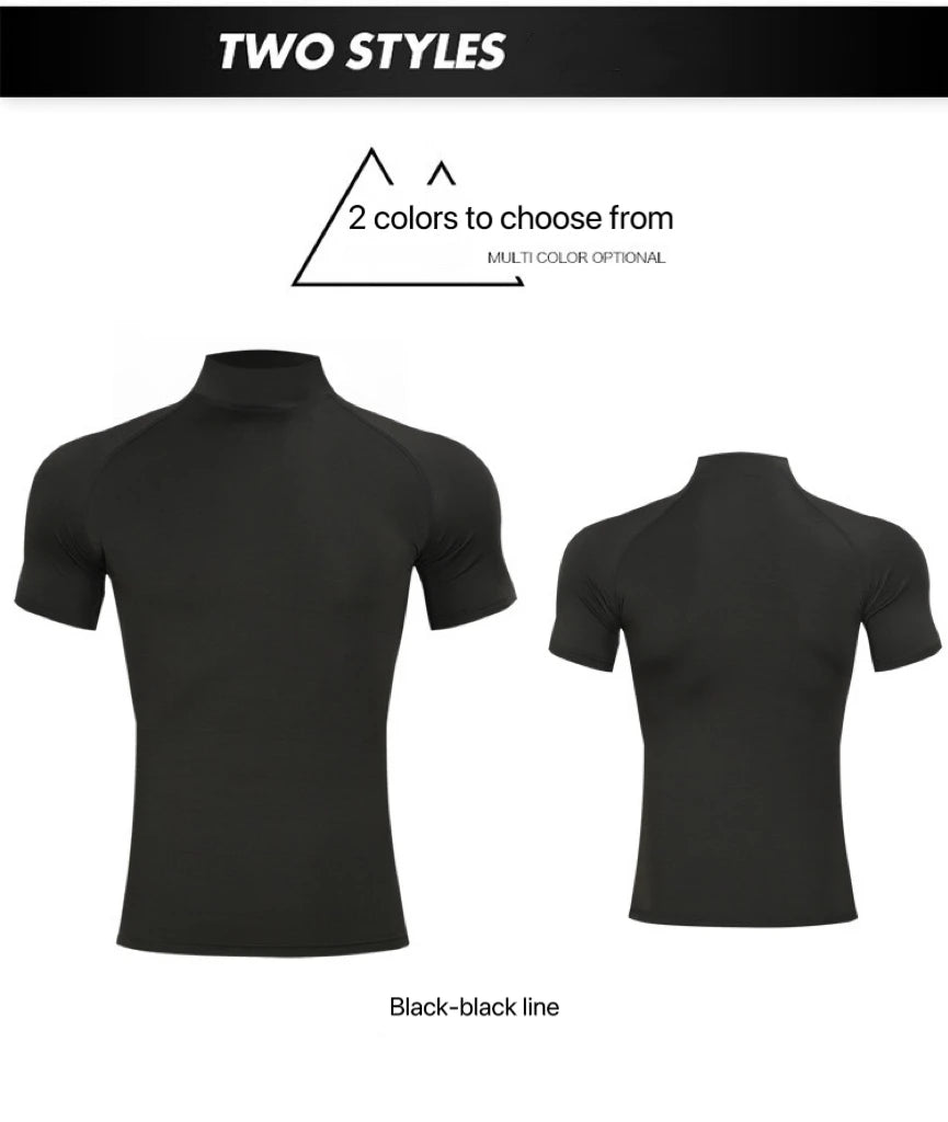 1pcs Men T-Shirts Running Shirt Boys Basketball Shirts Men's Jersey Sportswear Mens Jogging Quick Dry Mock Neck Fitness Tops