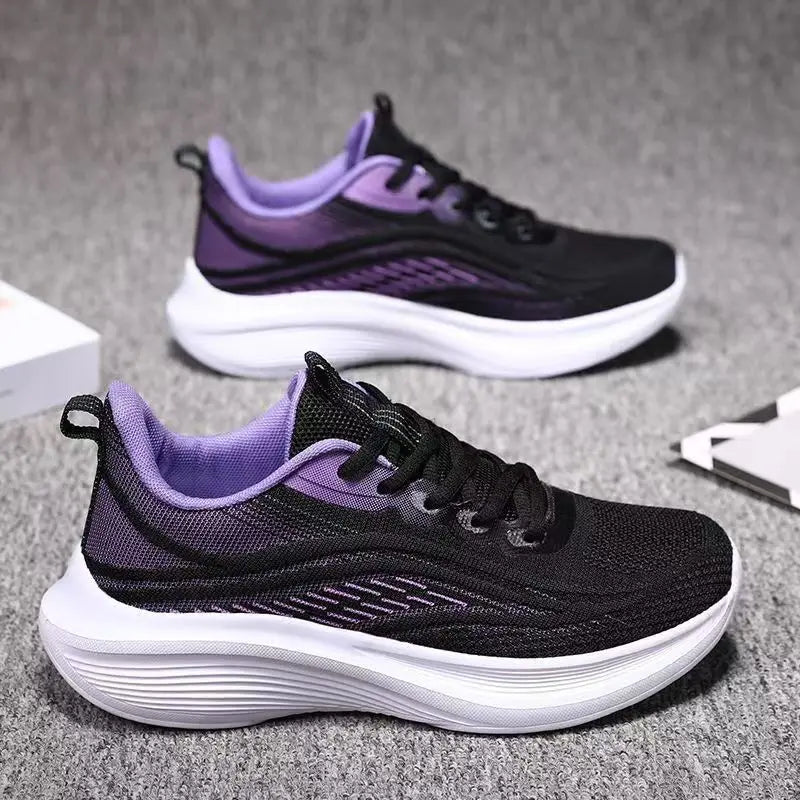 2025 Atmungsaktive Laufschuhe mit Schnürung für Damen, Sport-Sneaker mit Luftpolsterung, leichte Air-Mesh-Trainingsschuhe für den Außenbereich