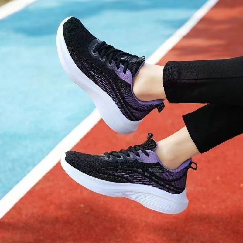 2025 Atmungsaktive Laufschuhe mit Schnürung für Damen, Sport-Sneaker mit Luftpolsterung, leichte Air-Mesh-Trainingsschuhe für den Außenbereich