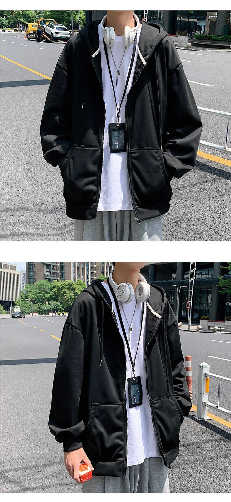 Zip Up Hoodies Herbst Kapuzen Sweatshirts Herren Hoodie Strickjacke Einfarbig Klassische Jacke Männer Mantel Männer Kleidung