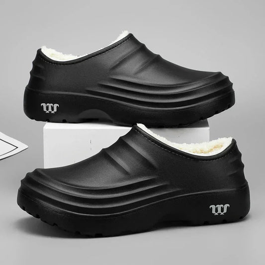 2024New Fashion Baumwolle Hausschuhe Männer Winter Warme Hause Baumwolle Schuhe Wasserdichte Garten Schuhe Indoor Slip auf Concise Schuhe